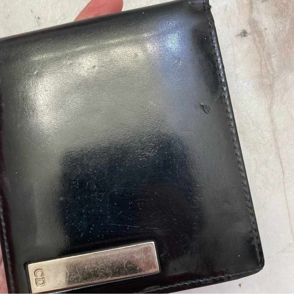 Christian Dior black leather mens wallet